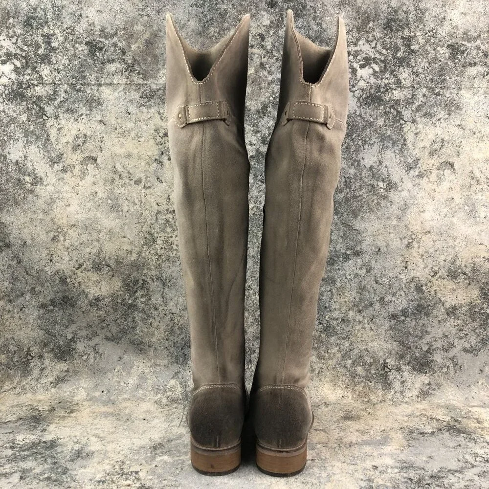 Diba True Women's Size 7 Rainy Nights Grey Suede Partial Side Zip Tall OTK Boots